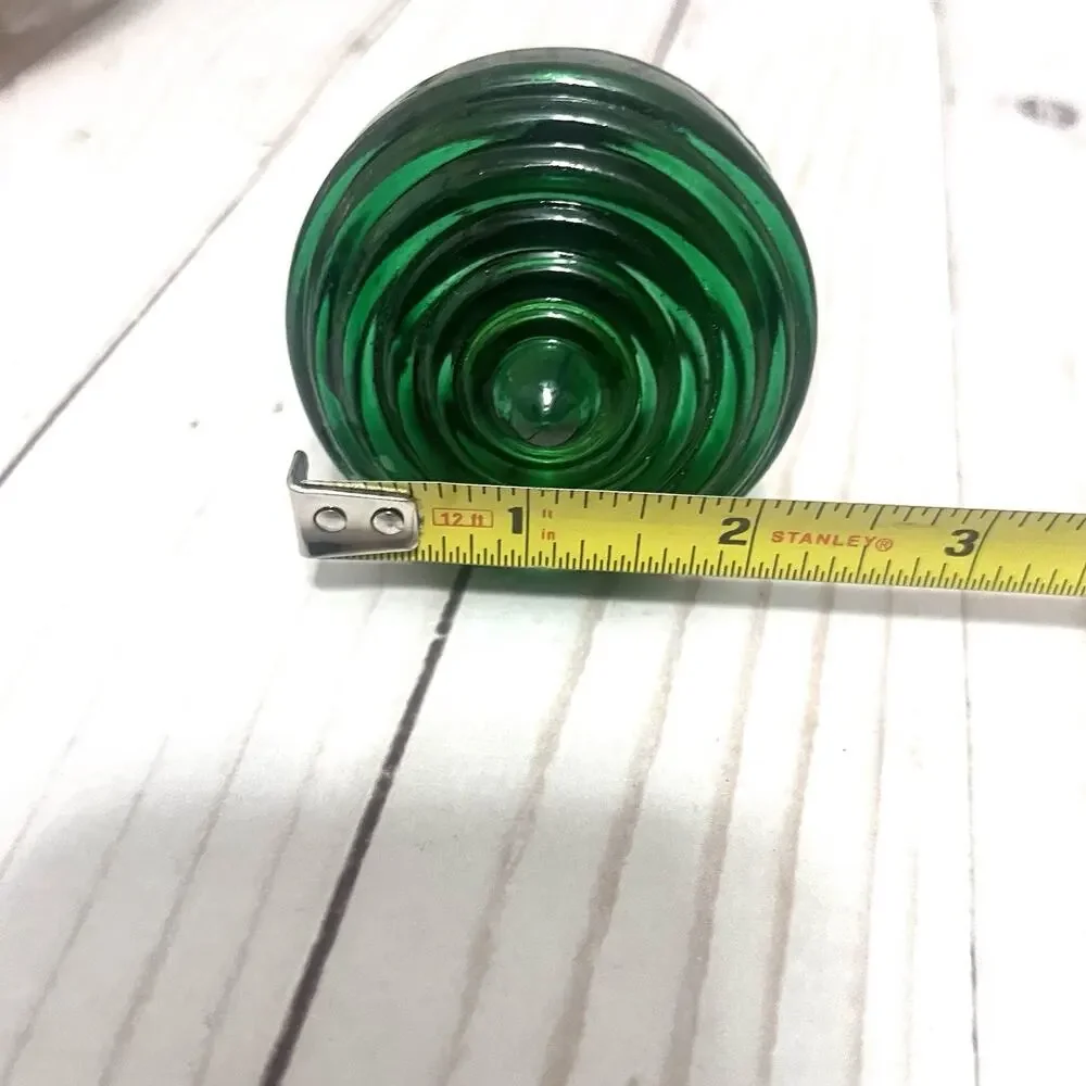 Vintage Emerald Green Glass Bottle Stopper Brass Wine Cork Barware